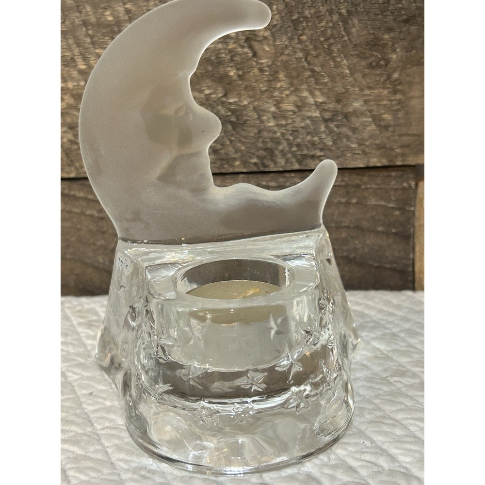 VTG Partylite crescent moon and stars tea light candle holder retired P0346